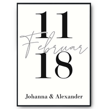 Laden Sie das Bild in den Galerie-Viewer, Jahrestag Poster Personalisiert Datum Namen Partner Geschenk zur Hochzeit Paare Verlobte