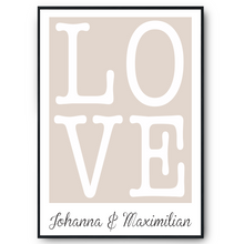 Laden Sie das Bild in den Galerie-Viewer, LOVE Partner Poster Personalisiert mit Namen Geschenk zur Hochzeit Poster für Paare Verlobte Hochzeitsgeschenk
