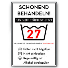 Laden Sie das Bild in den Galerie-Viewer, Personalisiertes Geschenk zum 27. Geburtstag Frau Mann Wäsche Lustige Geschenkidee 27 Jahre Geburtstagskarte Witzige Party Deko