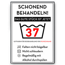 Laden Sie das Bild in den Galerie-Viewer, Personalisiertes Geschenk zum 37. Geburtstag Frau Mann Wäsche Lustige Geschenkidee 37 Jahre Geburtstagskarte Witzige Party Deko