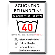 Laden Sie das Bild in den Galerie-Viewer, Personalisiertes Geschenk zum 40. Geburtstag Frau Mann Wäsche Lustige Geschenkidee 40 Jahre Geburtstagskarte Witzige Party Deko