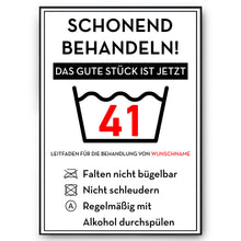 Laden Sie das Bild in den Galerie-Viewer, Personalisiertes Geschenk zum 41. Geburtstag Frau Mann Wäsche Lustige Geschenkidee 41 Jahre Geburtstagskarte Witzige Party Deko