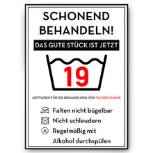 Laden Sie das Bild in den Galerie-Viewer, Personalisiertes Geschenk zum 19. Geburtstag Frau Mann Wäsche Lustige Geschenkidee 19 Jahre Geburtstagskarte Witzige Party Deko