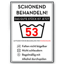 Laden Sie das Bild in den Galerie-Viewer, Personalisiertes Geschenk zum 53. Geburtstag Frau Mann Wäsche Lustige Geschenkidee 53 Jahre Geburtstagskarte Witzige Party Deko