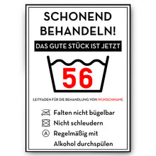 Laden Sie das Bild in den Galerie-Viewer, Personalisiertes Geschenk zum 56. Geburtstag Frau Mann Wäsche Lustige Geschenkidee 56 Jahre Geburtstagskarte Witzige Party Deko