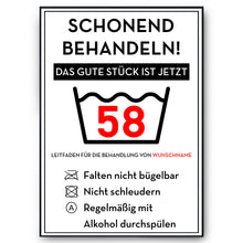 Laden Sie das Bild in den Galerie-Viewer, Personalisiertes Geschenk zum 58. Geburtstag Frau Mann Wäsche Lustige Geschenkidee 58 Jahre Geburtstagskarte Witzige Party Deko