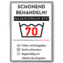 Laden Sie das Bild in den Galerie-Viewer, Personalisiertes Geschenk zum 70. Geburtstag Frau Mann Wäsche Lustige Geschenkidee 70 Jahre Geburtstagskarte Witzige Party Deko