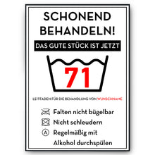 Laden Sie das Bild in den Galerie-Viewer, Personalisiertes Geschenk zum 71. Geburtstag Frau Mann Wäsche Lustige Geschenkidee 71 Jahre Geburtstagskarte Witzige Party Deko