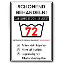 Laden Sie das Bild in den Galerie-Viewer, Personalisiertes Geschenk zum 72. Geburtstag Frau Mann Wäsche Lustige Geschenkidee 72 Jahre Geburtstagskarte Witzige Party Deko