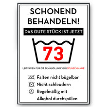 Laden Sie das Bild in den Galerie-Viewer, Personalisiertes Geschenk zum 73. Geburtstag Frau Mann Wäsche Lustige Geschenkidee 73 Jahre Geburtstagskarte Witzige Party Deko