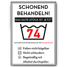Laden Sie das Bild in den Galerie-Viewer, Personalisiertes Geschenk zum 74. Geburtstag Frau Mann Wäsche Lustige Geschenkidee 74 Jahre Geburtstagskarte Witzige Party Deko