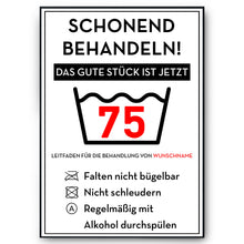 Laden Sie das Bild in den Galerie-Viewer, Personalisiertes Geschenk zum 75. Geburtstag Frau Mann Wäsche Lustige Geschenkidee 75 Jahre Geburtstagskarte Witzige Party Deko