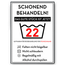 Laden Sie das Bild in den Galerie-Viewer, Personalisiertes Geschenk zum 22. Geburtstag Frau Mann Wäsche Lustige Geschenkidee 22 Jahre Geburtstagskarte Witzige Party Deko