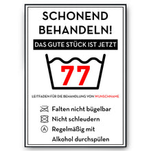 Laden Sie das Bild in den Galerie-Viewer, Personalisiertes Geschenk zum 77. Geburtstag Frau Mann Wäsche Lustige Geschenkidee 77 Jahre Geburtstagskarte Witzige Party Deko