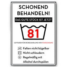Laden Sie das Bild in den Galerie-Viewer, Personalisiertes Geschenk zum 81. Geburtstag Frau Mann Wäsche Lustige Geschenkidee 81 Jahre Geburtstagskarte Witzige Party Deko