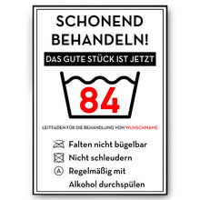 Laden Sie das Bild in den Galerie-Viewer, Personalisiertes Geschenk zum 84. Geburtstag Frau Mann Wäsche Lustige Geschenkidee 84 Jahre Geburtstagskarte Witzige Party Deko