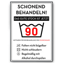 Laden Sie das Bild in den Galerie-Viewer, Personalisiertes Geschenk zum 90. Geburtstag Frau Mann Wäsche Lustige Geschenkidee 90 Jahre Geburtstagskarte Witzige Party Deko
