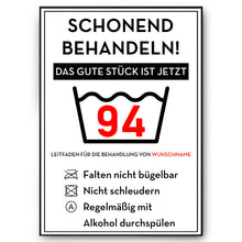 Laden Sie das Bild in den Galerie-Viewer, Personalisiertes Geschenk zum 94. Geburtstag Frau Mann Wäsche Lustige Geschenkidee 94 Jahre Geburtstagskarte Witzige Party Deko