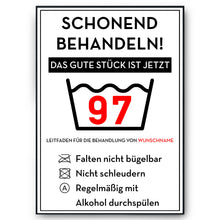Laden Sie das Bild in den Galerie-Viewer, Personalisiertes Geschenk zum 97. Geburtstag Frau Mann Wäsche Lustige Geschenkidee 97 Jahre Geburtstagskarte Witzige Party Deko