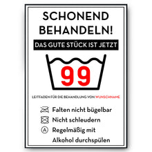 Laden Sie das Bild in den Galerie-Viewer, Personalisiertes Geschenk zum 99. Geburtstag Frau Mann Wäsche Lustige Geschenkidee 99 Jahre Geburtstagskarte Witzige Party Deko