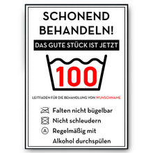 Laden Sie das Bild in den Galerie-Viewer, Personalisiertes Geschenk zum 100. Geburtstag Frau Mann Wäsche Lustige Geschenkidee 100 Jahre Geburtstagskarte Witzige Party Deko