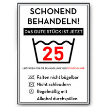 Laden Sie das Bild in den Galerie-Viewer, Personalisiertes Geschenk zum 25. Geburtstag Frau Mann Wäsche Lustige Geschenkidee 25 Jahre Geburtstagskarte Witzige Party Deko