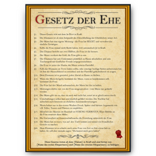 Laden Sie das Bild in den Galerie-Viewer, Personalisiertes Hochzeitsgeschenk Ehegesetz Poster lustiges Geschenk zur Hochzeit Karte Ehepaar Geschenkidee Hochzeitstag