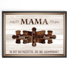 Laden Sie das Bild in den Galerie-Viewer, Personalisiertes Poster für Mama – Puzzle Optik mit Namen – Familien Wandbild – Geschenk für Mutter, Muttertag, Weihnachten