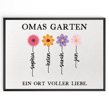 Laden Sie das Bild in den Galerie-Viewer, Personalisiertes Oma Poster „Omas Garten“ – Blumenposter mit Namen – Geschenk für Oma, Familienposter personalisiert, Wandbild Oma