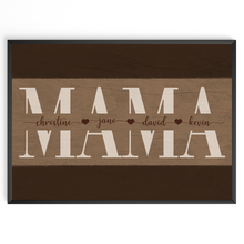 Laden Sie das Bild in den Galerie-Viewer, Personalisiertes Mama Poster mit Namen – Holzoptik Wandbild – Geschenk für Mama, Muttertag Geschenk, Familienposter personalisiert