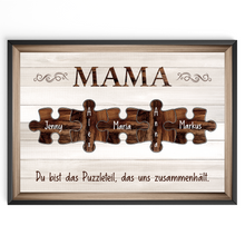 Laden Sie das Bild in den Galerie-Viewer, Personalisiertes Poster für Mama – Puzzle Optik mit Namen – Familien Wandbild – Geschenk für Mutter, Muttertag, Weihnachten