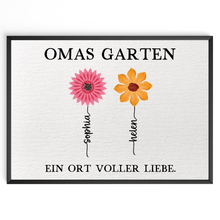 Laden Sie das Bild in den Galerie-Viewer, Personalisiertes Oma Poster „Omas Garten“ – Blumenposter mit Namen – Geschenk für Oma, Familienposter personalisiert, Wandbild Oma