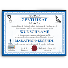 Laden Sie das Bild in den Galerie-Viewer, Personalisierte Marathon Urkunde Lustiges Geschenk für Marathonläufer, Jogger Sportler Läufer Zertifikat Witzig Joggen Running