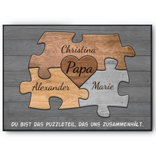 Laden Sie das Bild in den Galerie-Viewer, Papa Geschenk personalisiert | Vater Geburtstag Papa Familienbild gestalten | Vatertag personalisierte Geschenke Papa Puzzle