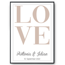 Laden Sie das Bild in den Galerie-Viewer, LOVE Partner Poster Personalisiert Namen & Datum Jahrestag Geschenk zur Hochzeit Poster für Paare Verlobte Hochzeitsgeschenk