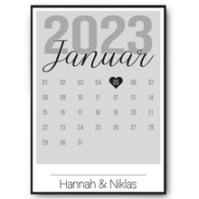 Laden Sie das Bild in den Galerie-Viewer, Personalisiertes Poster für Paare Verlobte Kalender Jahrestag Geschenk zur Hochzeit Datum Namen Hochzeitsgeschenk