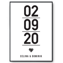 Laden Sie das Bild in den Galerie-Viewer, Jahrestag Partner Poster Personalisiert Datum Namen | Geschenk zur Hochzeit Poster für Paare Verlobte Hochzeitsgeschenk