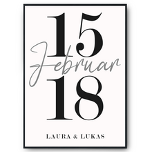Laden Sie das Bild in den Galerie-Viewer, Personalisiertes Partner Poster mit Datum & Namen Jahrestag Geschenk zum Hochzeitstag Paare Verlobte