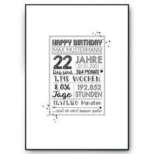 Laden Sie das Bild in den Galerie-Viewer, 22. Geburtstag Geschenk Personalisierte Geburtstagskarte Gästebuch Jahrgang 2004 Poster Männer Frauen 22 Jahre Dekoration