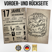 Laden Sie das Bild in den Galerie-Viewer, 17. Geburtstag Geschenk | 17 Jahre Geburtstagsgeschenk personalisiert | Jahrgang 2008 Geschenkidee Geburtstagskarte