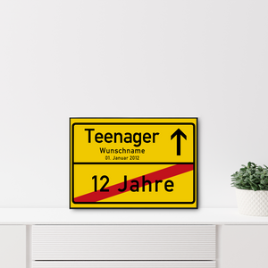 Personalisiertes Teenager Ortsschild Poster Teenager Geschenkidee zum 13. Geburtstag Geschenk personalisiert