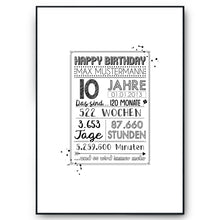 Laden Sie das Bild in den Galerie-Viewer, 10. Geburtstag Personalisierte Geburtstagskarte Gästebuch Jahrgang 2016 Poster Kinder Geburtstagsgeschenk 10 Jahre Dekoration