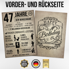 Laden Sie das Bild in den Galerie-Viewer, 47. Geburtstag Geschenk | 47 Jahre Geburtstagsgeschenk personalisiert | Jahrgang 1979 Geschenkidee Geburtstagskarte