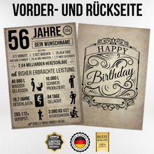 Laden Sie das Bild in den Galerie-Viewer, 56. Geburtstag Geschenk | 56 Jahre Geburtstagsgeschenk personalisiert | Jahrgang 1970 Geschenkidee Geburtstagskarte