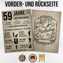 Laden Sie das Bild in den Galerie-Viewer, 59. Geburtstag Geschenk | 59 Jahre Geburtstagsgeschenk personalisiert | Jahrgang 1967 Geschenkidee Geburtstagskarte