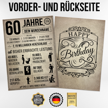 Laden Sie das Bild in den Galerie-Viewer, 60. Geburtstag Geschenk | 60 Jahre Geburtstagsgeschenk personalisiert | Jahrgang 1966 Geschenkidee Geburtstagskarte
