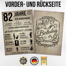 Laden Sie das Bild in den Galerie-Viewer, 82. Geburtstag Geschenk | 82 Jahre Geburtstagsgeschenk personalisiert | Jahrgang 1944 Geschenkidee Geburtstagskarte