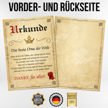 Laden Sie das Bild in den Galerie-Viewer, Beste Oma Urkunde Geschenkidee Bild Oma Geschenk von Enkeln