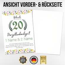 Laden Sie das Bild in den Galerie-Viewer, 20. Hochzeitstag personalisiertes Geschenk Urkunde zur Porzellanhochzeit Deko
