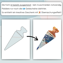 Laden Sie das Bild in den Galerie-Viewer, Einschulung Geldgeschenk Personalisiert Karte Schulanfang Schultüte